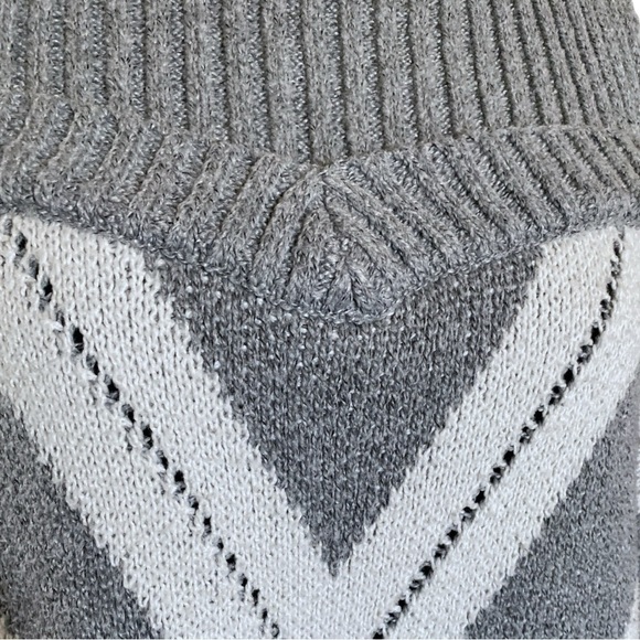 Oversized Chunky Cable Knit Sweater Sexy Boho Chic Grey White Off Shoulder 4X - Picture 4 of 10